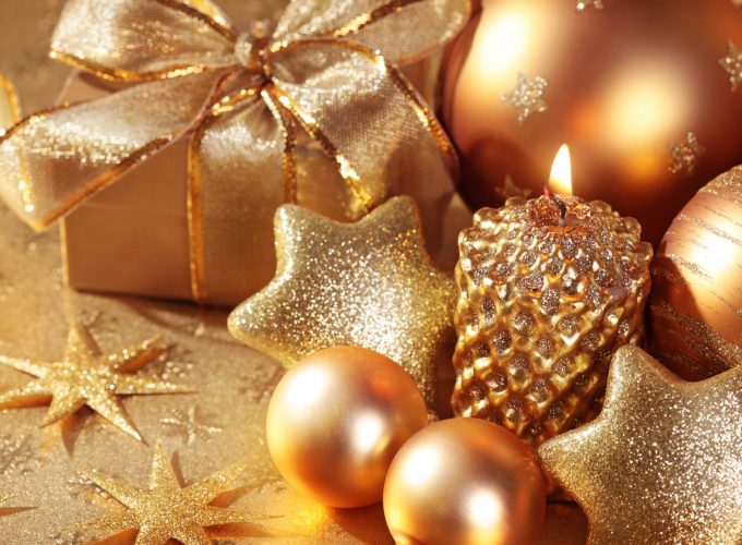 Wallpaper Christmas, New Year, star, candle, gift, balls, gold, decorations, Holidays 2498819275